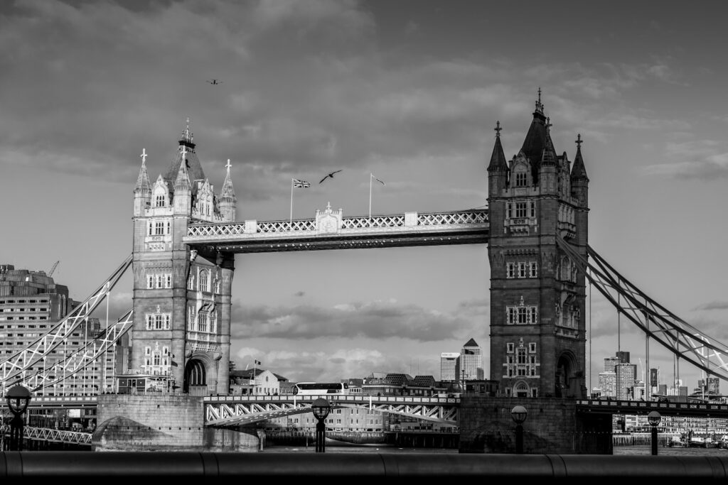 a bridge with towers and a bridge